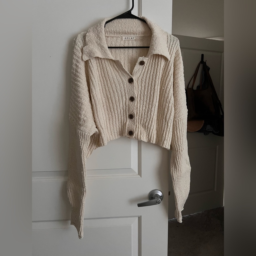 Sola Cropped Button Down Sweater - image 1